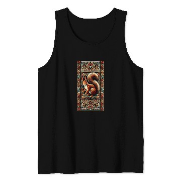 Discover Squirrel Pet Artwork Elegant Tapestry Motif Style 2 Tank Tops