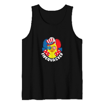 Discover Duck Pet Firequacker Funny 4th of July Firecracker Kid Rubber Duck Tank Tops