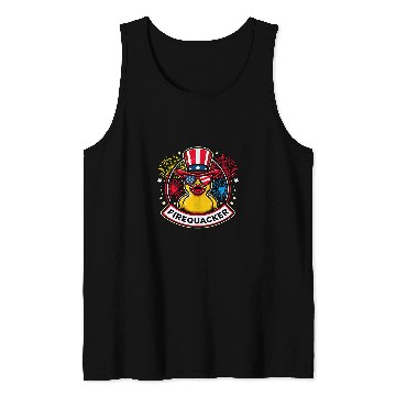 Discover Duck Pet Firequacker 4th of July Rubber Duck USA Flag Tank Tops