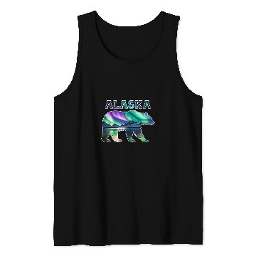 Discover Alaskan Bear Northern Lights Aurora Borealis Nature Sky Tank Tops