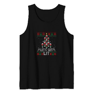 Discover Wines Fun Lets Get Lit Wines Tree Funny Christmas Ugly xmass Sweater Tank Tops