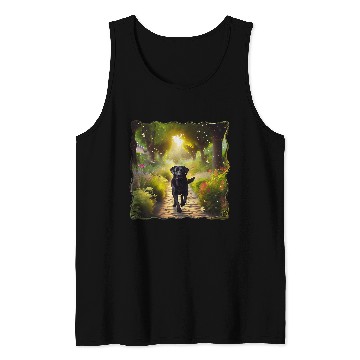 Discover Beautiful Black Lab Dog Running Down a Garden Path Tank Tops