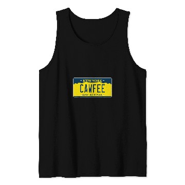 Discover Coffee Fun Cawfee NY New York License Plate Need Coffee Lover Tank Tops
