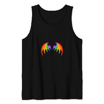 Discover Dragon Pet BACK PRINT Rainbow Dragon Bat Wings Cute Pride Party Magic Tank Tops