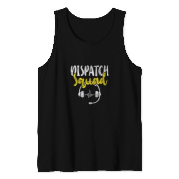 Discover 911 Dispatcher Thin Gold Yellow Line Dispatch Squad 1 Tank Tops