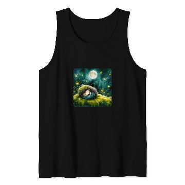 Discover Hedgehog Pet Sleeping On Moss Fireflies Around Sleep Moss Tank Tops