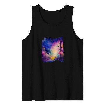 Discover Boho Chic Enchanted Forest Rainbow Watercolor Sky 1 Tank Tops