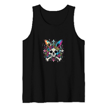 Discover Funny JollyRoger Bunny Skull Crossbones Egg Hunt Easter Day 1 Tank Tops