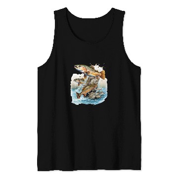 Discover fishing trout rainbow brook fisherman freshwater angler fish 8 Tank Tops