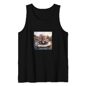 Discover Cherry Blossom Rhapsody Circular Oasis Reflective Serenity Tank Tops