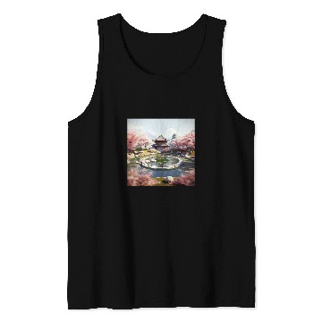 Discover Circular Oasis Korean Serenity Amid Reflective Waters Tank Tops