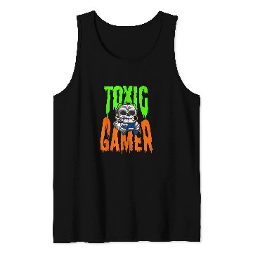 Discover Funny Halloween Deadass Toxic Gamer Gaming Controller Skull Tank Tops