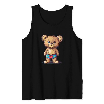 Discover Bear Pet Teddy Bear with swimming trunks for Pool Weather Lovers Tank Tops