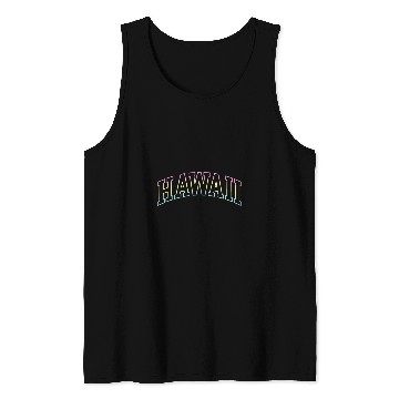 Discover Hawaii HI Rainbow Varsity Cool Hawaiian Simple Letter Tee Tank Tops