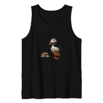Discover Coffee Fun Atlantic Puffin Coffee Tank Tops