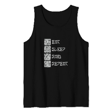 Discover Eat Sleep Raid Repeat Funny Viking Gaming MMORPG RPG Lover Tank Tops