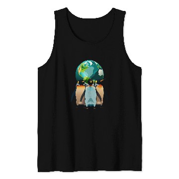 Discover Penguin Pet Earth Globe Environment Black Green Blue Orange Top Tank Tops