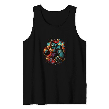Discover Gorilla Boxer Splash Graffiti Graphic Tank Tops