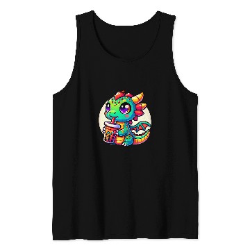 Discover Dragon Pet Kawaii Dragon Anime Boba Tea Bubble Milk Tea Kids Tank Tops