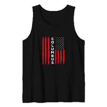 Discover Columbus Day Distressed USA Flag Tank Tops