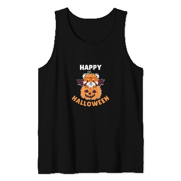 Discover Panda Pet Red Panda Happy Halloween Pumpkin Bat Red Panda Tank Tops