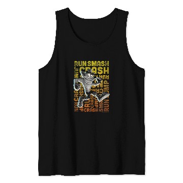 Discover Crash Bandicoot Run Smash Crash Gradient Text Logo Jumble Tank Tops