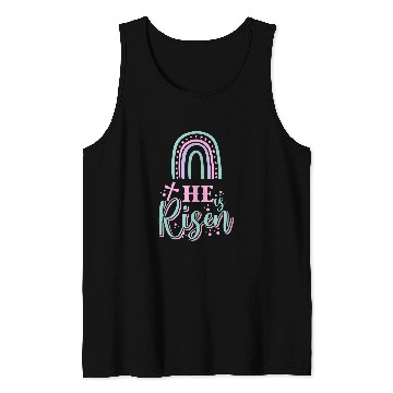 Discover Christian Jesus Easter Day He is Risen Rainbow Tank Tops