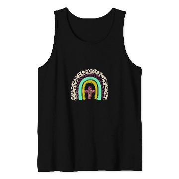 Discover He Is Risen Leopard Rainbow Christian Jesus Easter Day Tank Tops