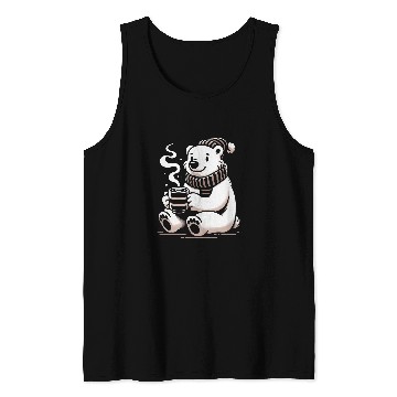 Discover Bear Pet Cozy Polar Bear Hot Chocolate Tank Tops