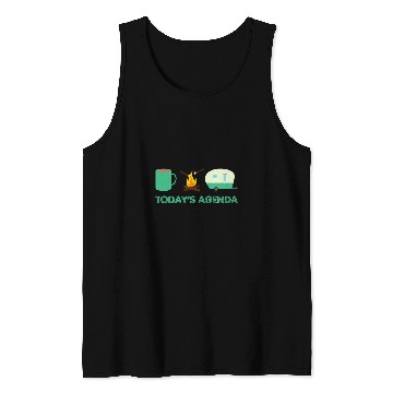 Discover Camping Todays Agenda Coffee Campfire Marshmallow Camper Tank Tops