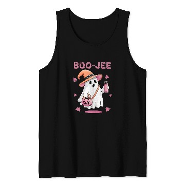 Discover Coffee Fun Boo Jee ghosts Drinking Coffee Spooky Pink Funny Halloween Tank Tops