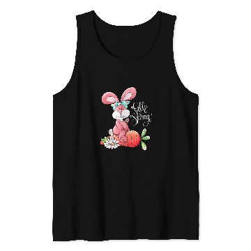 Discover Hello Spring Easter Bunny Rabbit Messy Bun Carrot Easter Day Tank Tops