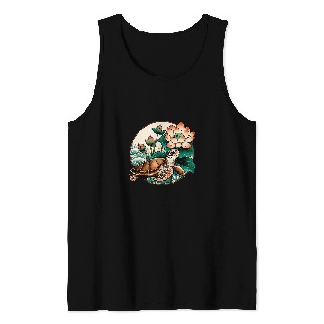Discover Turtle Pet Baby Sea Turtle with Lily pad and lilies Lotus flowers Tank Tops