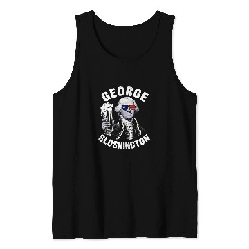 Discover Beer Fun George Sloshington President George Washington Drinking Beer Tank Tops