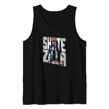 Discover Japanese Monster Kaiju On A Skateboard Tank Tops