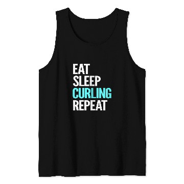 Discover Eat Sleep Curling Repeat Devoted Supporter Gift Tank Tops
