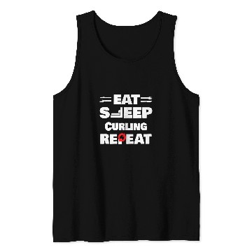 Discover Eat Sleep Curling Repeat Curling Tank Tops