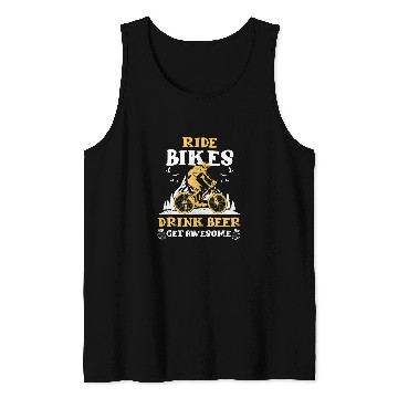 Discover Beer Fun Beer Ride Bikes Cycling Beer Bicycle Mountain Bike Nature Tank Tops