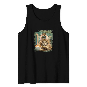 Discover Coffee Fun Maine Coon Cat With Coffee Tank Tops