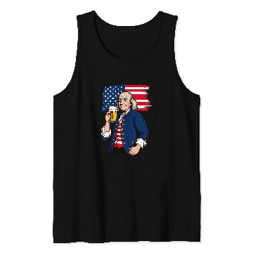 Discover Beer Fun Boozing Benjamin Franklin With Beer Mug 4th July Funny Tank Tops