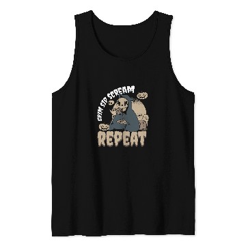 Discover Coffee Fun Grim Sip Scream Repeat Halloween Coffee 1 Tank Tops