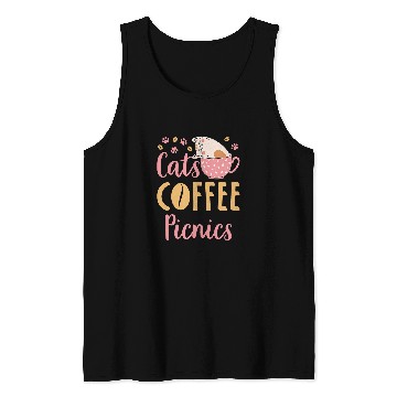 Discover Coffee Fun Picnics Cat Picnic Lover Tank Tops
