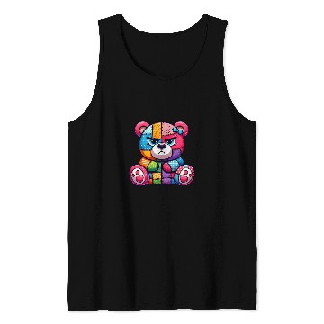 Discover Bear Pet Rebel teddy bear A colorful patchwork look Tank Tops