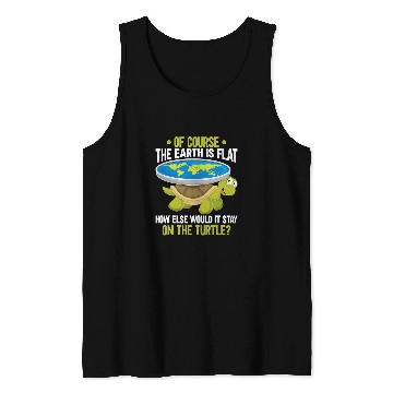 Discover Turtle Pet Funny Flat Earth Society Turtle Humor Tank Tops