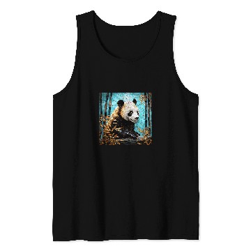 Discover Panda Pet Aurora Essence Kintsugi Panda in Bamboo Tapestry Tank Tops
