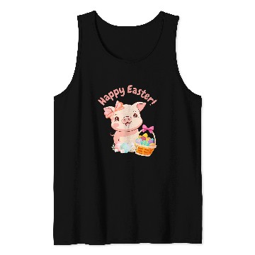 Discover Easter Bunny Spring Pig bow Egg Hunting Basket Tank Tops