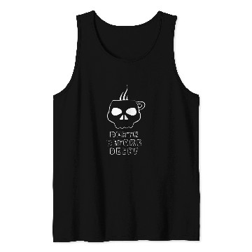 Discover Coffee Fun DEATH BEFORE DECAF Skeletons Head as Mug w Coffee or Java Tank Tops