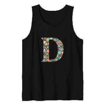 Discover initial monogram floral letter D colorful Garden flowers Tank Tops