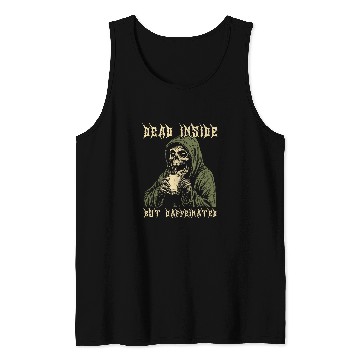 Discover Coffee Fun Deads Inside But Caffeinated Grim Reaper Drinking Coffee 1 Tank Tops