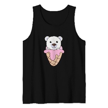 Discover Bear Pet Polar Bear Bear Strawberry Ice Cream Waffle Kawaii Tank Tops